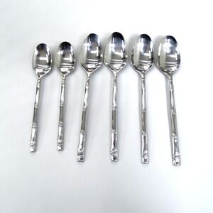 Lot 6‎ Stainless BAMBOO Flatware Korea AUGUST MOON MCM Retro Vintage